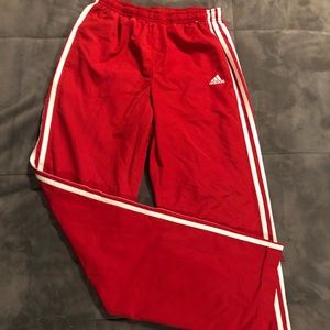 Adidas Three Stripe Red Track Pants